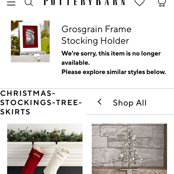 Pottery Barn grosgrain silver picture frame stocking holder - Picture 2 of 8